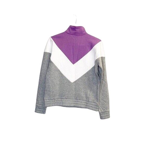 Fila colorblock patterns bomber jacket white purple sz S 1/2 zip stand collar - Picture 6 of 14